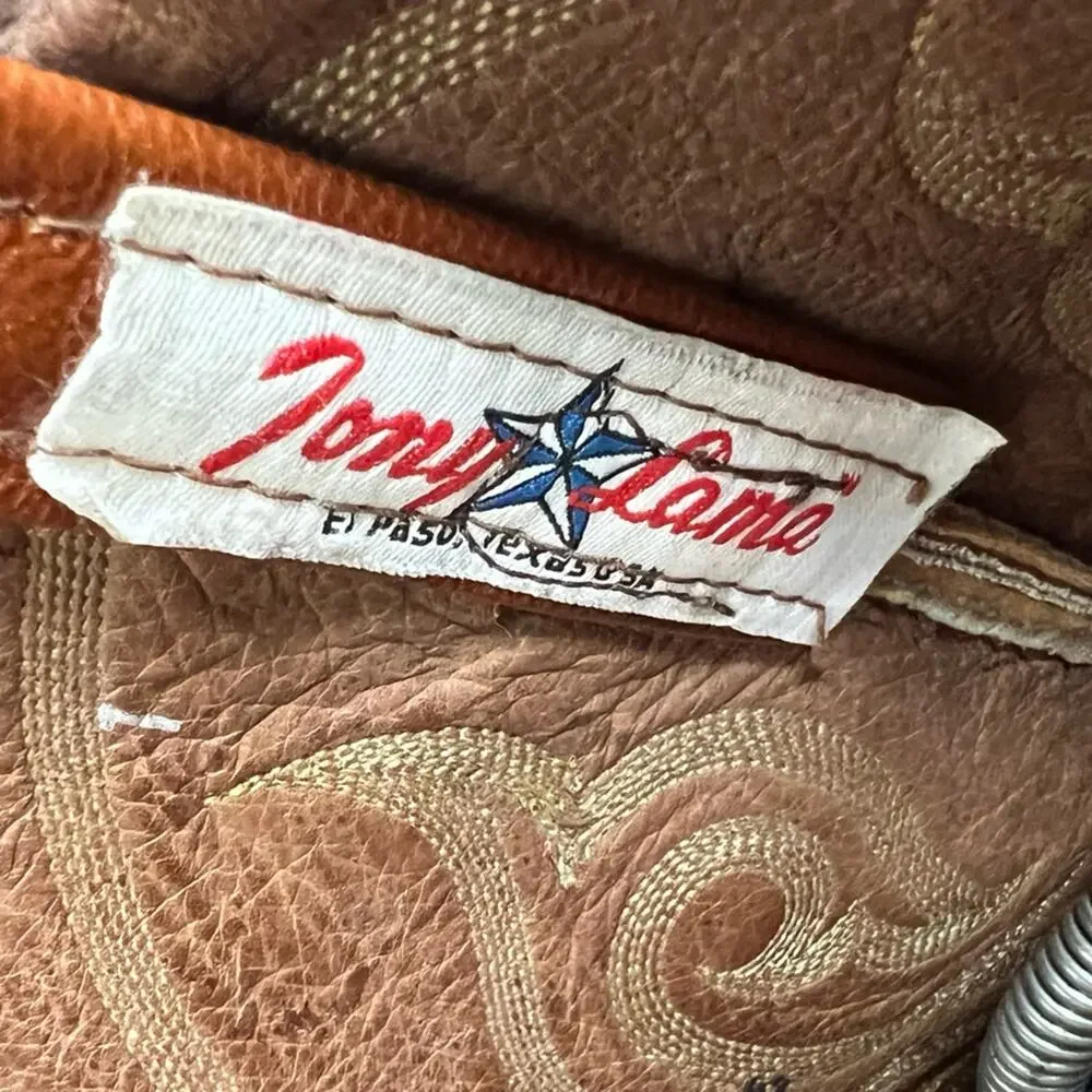 Tony Lama CZ906 Peanut Brittle 4-Piece Ostrich Cowboy Western Mens Boots SZ 9 EE